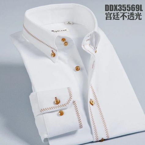 Deep sea thermal shirt male white long-sleeve slim easy care men's clothing 2013 autumn french royal shirt _ - AliExpress Mobile Gents Clothing Mens Fashion, Gents Shirt Design, Gents Suit Design, Gents Clothes, Mens Dress Shoes Guide, Gents Suits, Gents Wear, Kameez Design, Man Dress Design