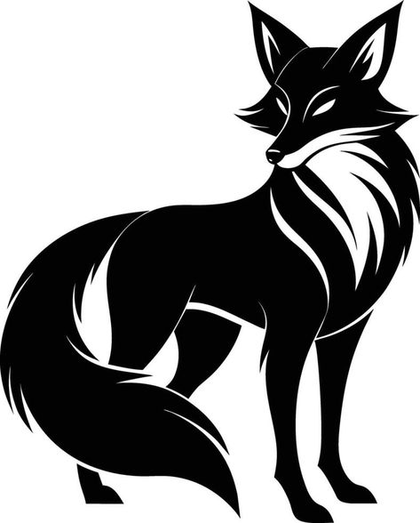 Fox Silhouette, Black And White Silhouette, Fox Artwork, Tree Saw, Animal Silhouette, Cityscape Photos, Logo Banners, Nature Backgrounds, Heart With Arrow