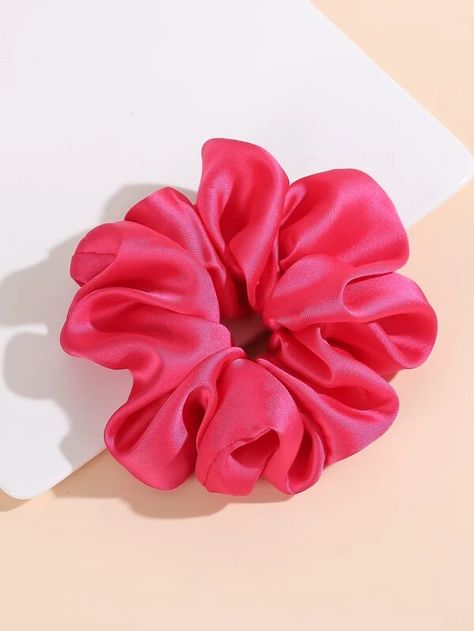 Ruched Solid Scrunchie | SHEIN USA Pink Scrunchie, Scrunchie Ponytail, Hair Styling Accessories, White Casual Shoes, Bouncy Hair, Color Magenta, Silk Hair, Styling Accessories, Pink Pattern