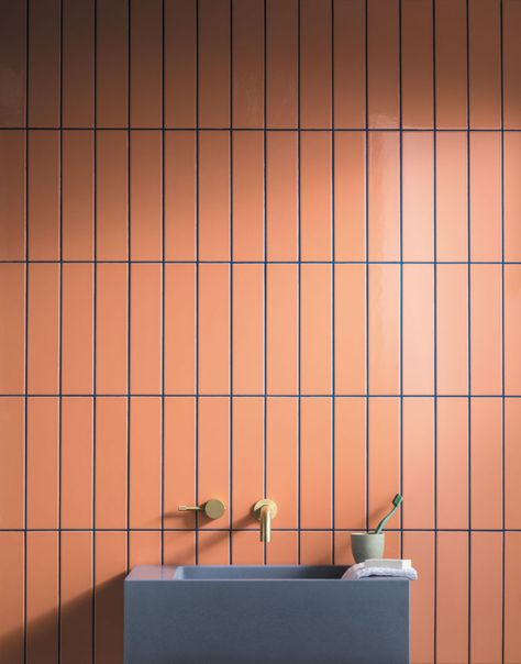 Retro Bathroom Tile, Avocado Bathroom Suite, Retro Bathroom Ideas, Second Bathroom, Globe Wall Light, Mandarin Stone, Coloured Grout, Metro Tiles, Retro Bathrooms