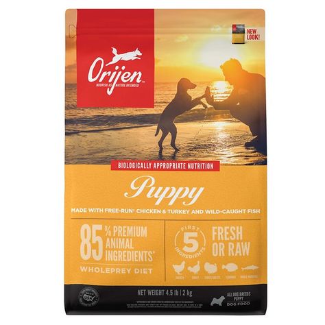 Buy ORIJEN Puppy Grain-Free Dry Puppy Food, 4.5-lb bag at Chewy.com. FREE shipping and the BEST customer service! Orijen Dog Food, Best Puppy Food, Dehydrated Chicken, Wild Caught Fish, Cage Free Eggs, Premium Dog Food, Grain Free Dog Food, Fresh Beets, Green Lentils