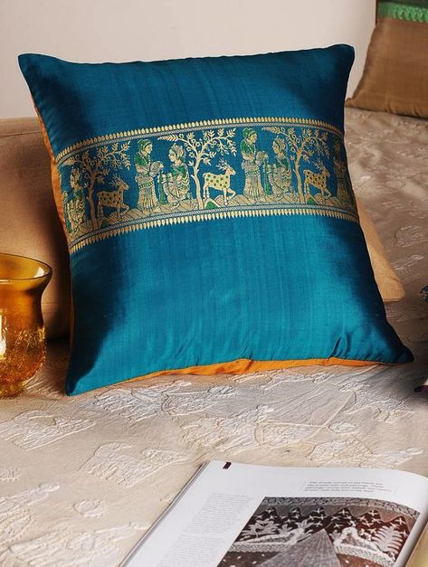 7 ways to add a Deshi touch to your home interiors Saree Reuse, Reuse Old Clothes, Reuse Ideas, Indian Cushions, Elephant Pillow, Diy Pillow Covers, Block Printed Textiles, Indian Home Interior, Silk Cushions Covers