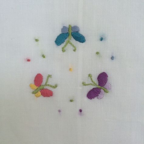 Sweet colorful butterflies. On a pillow. Embroider Butterfly Simple, Tiny Butterfly Embroidery, Simple Embroidery Butterfly, Small Embroidery Butterfly, Simple Butterfly Embroidery Designs, Embroidered Butterfly Simple, Small Butterfly Embroidery, Fixing Jeans, Embroidery Shoes Diy