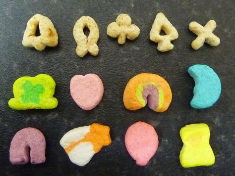 Something to look forward to: General Mills Lucky Charms Polymer Clay Lucky Charms, Clay Lucky Charms, Lucky Charms Shapes, Food Random, Art Costumes, Lucky Charms Cereal, Food Sculpture, Clay Magnets, General Mills