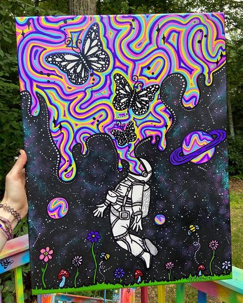 Savannah Saturn, Pintura Hippie, Trippy Drawings, Psychadelic Art, Trippy Painting, Posca Art, Hippie Painting, Simple Canvas Paintings, Cute Canvas Paintings