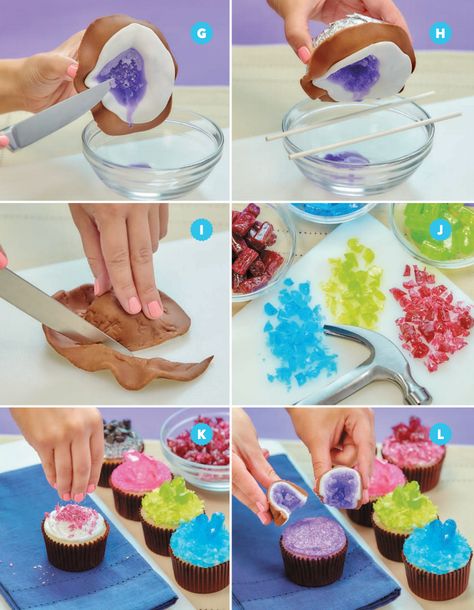 Cake of the Day: Geode Candy Cupcakes from ‘Nerdy Nummies’ Geode Cupcakes, Irish Cake, Rainbow Foods, Crystal Cupcakes, Buttercream Frosting For Cupcakes, Candy Cupcakes, Animal Treats, Nerdy Nummies, Contest Ideas