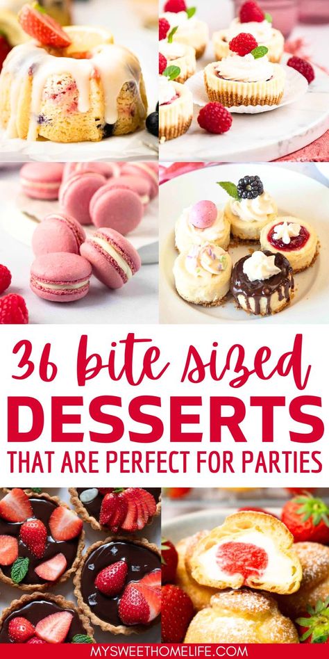 Mini desserts, maximum delight! Celebrate the charm of bite-sized desserts. They're perfect for a potluck or party. Desserts For Showers, Small Sweet Treats Mini Desserts, Mini Dessert Ideas Easy, Brunch Dessert Ideas Party, Simple Dessert For Party, Desserts Board Ideas, Cheap Individual Desserts For A Crowd, Prom Dessert Ideas, Fancy Finger Desserts