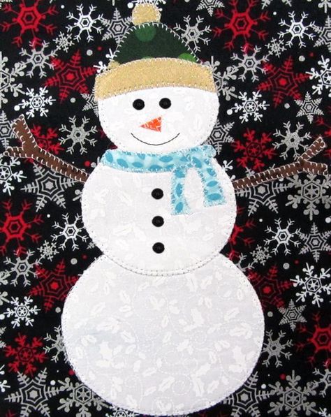 This free sewing pattern is the “Snowman Applique”.  Super cute.  Don’t miss it! Christmas Applique Patterns, Snowman Applique, Applique Template, Tea Light Snowman, Snowman Blocks, Snowman Costume, Appliqué Patterns, Homemade Things, Printable Snowman