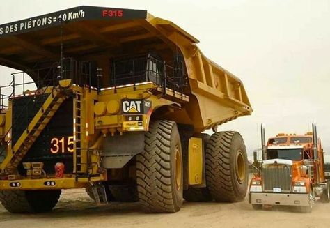 Cat f315 next to a KW W900...my my, this size difference is hard to distinguish. Caterpillar Machines, Earth Moving Equipment, Caterpillar Equipment, Big Machines, Tonka Toys, Custom Big Rigs, Truck Yeah, Big Boy Toys, Size Matters