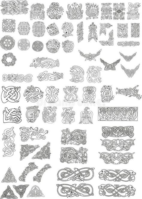 Celtic motifs stock illustration Scroll Tattoos, Celtic Images, Viking Tattoo Symbol, Engraving Tattoo, Celtic Ornaments, Knot Tattoo, Celtic Tattoo, Norse Pagan, Celtic Patterns