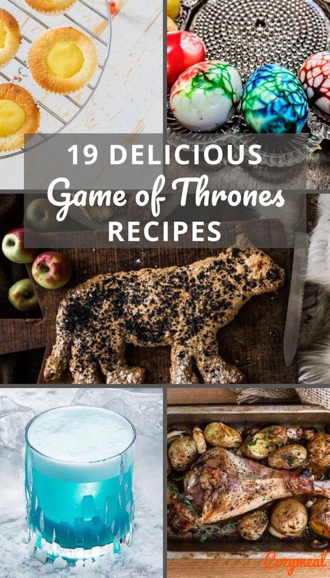 Hunger is coming. And we're ready.  Whether you're planning an epic finale party or just looking for some unique Game of Thrones inspired recipes for this Sunday night, we have you covered.  From Deviled Dragon Eggs to proper mutton stew to Sansa's lemon cakes, we cover it all here with these 19 #GameofThrones inspired recipes and eight Cozymeal #GoT themed cooking classes. Game Of Thrones Food, Mutton Stew, Game Of Thrones Birthday, Deviled Eggs Recipe Classic, Medieval Recipes, Lemon Cakes, Game Of Thrones Party, Trendy Games, Dragon Eggs