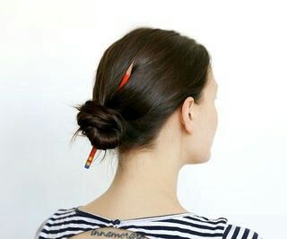 Pencil In Hair Bun, Red Pencil, Mom Hairstyles, Hair Bun, Hair Sticks, Bun Hairstyles, Bobby Pins, How To Use, Long Hair