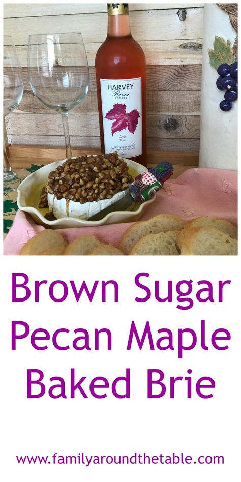 Brown Sugar Pecan Maple Baked Brie pairs nicely with Harvey River Rose from Australia. A nice Sunday appetizer. Happy Hour At Home, Pecan Baked Brie, Tailgate Party Food, Bakery Treats, Sugared Pecans, Cranberry Pistachio, Food Pairing, Bite Size Appetizers, Quick Appetizers