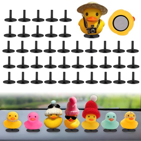 PRICES MAY VARY. [IDEAL GIFTS] Great way to hold your jeep ducks! These duck holders are great gifts for Jeep enthusiasts and rubber duck collectors. Package Contents: 40pcs Rubber Duck Holder + 80pcs strong adhesive stickers [DUCK HOLDER] The duck plugs protect for jeep ducks from rolling around your dash while providing an excellent display for others to admire. Provides a tight, snug fit that will hold your duckies in place and allow you to easily remove them when you don't want them in plain Rubber Duck Display Ideas, Jeep Duck Display, Rubber Duck Display, Duck Mounts, Jeep Ducks, Duck Mount, Jeep Lover, Duck Duck, Car Dashboard