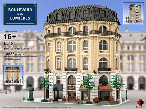 Boulevard des Lumières | This is my very first 'Moc'. The id… | Flickr Lego Film, Lego Village, Big Lego, Building Images, Lego Modular, Lego Pictures, European Architecture, Lego Bricks, Cool Lego Creations