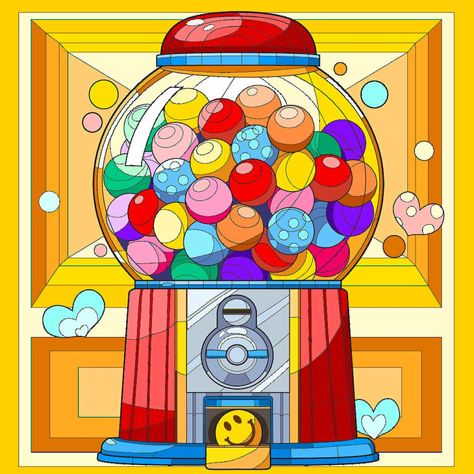 Gum Machine, Happy Birthday Cookie, Colored Pencil Artwork, Billboard Design, Doodle Art Drawing, Inspirational Stickers, Tablet Wallpaper, Gumball Machine, Diy Canvas Art Painting