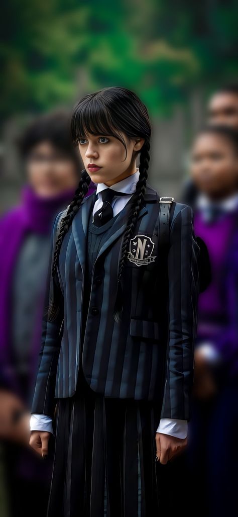 Wednesday Addams Character, Wednesday Uniform, Addams Family Theme Party, Wednesday Addams Dance, Wednesday Wallpaper, Jena Ortega, Addams Family Theme, Tim Burton Movie, Arch Enemy