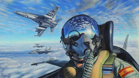 #aviation air force #aircraft #airplane spanish air force #sky fighter pilot #artwork military aircraft painting art military pilot mcdonnell douglas f/a-18 hornet fa 18 hornet #painting #4K #wallpaper #hdwallpaper #desktop Photo Avion, Spanish Air Force, Jet Fighter Pilot, Air Force Pilot, Airplane Fighter, Air Fighter, Military Jets, Aircraft Art, Fighter Pilot