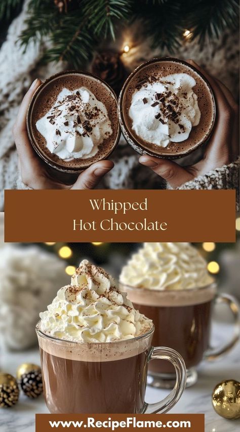 Learn how to make whipped hot chocolate with fluffy whipped cream and rich cocoa, a treat for any occasion. Whipped Hot Chocolate, Hot Chocolate Mix, Easy Dessert Recipes, Vegetarian Chocolate, Easy Dessert, Gluten Free Vegetarian, Dessert Recipes Easy, Easy Desserts, Whipped Cream