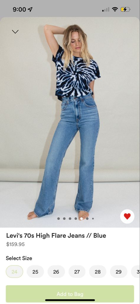 https://www.vrggrl.com/products/levis-70s-high-flare-jeans-blue Levi’s Flare Jeans, Levis Flare Jeans, Flare Jeans, Levi Jeans, Mom Jeans, Pants, Blue