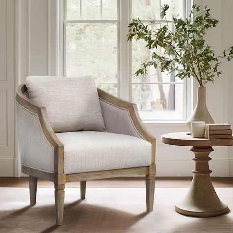 Whitney Accent Chair Traditional Arm Chair, Transitional Accent Chair, Tufted Chairs Living Room, Small Seating Area In Living Room, Entryway Chair Ideas, Accent Chairs For Living Room Ideas, 4 Chair Sitting Room Ideas, Farmhouse Glam Decor, Foyer Chair