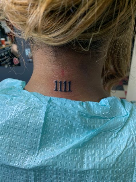 #necktatoo #1111 #1111tattoo #angelnumbertattoo #angelnumbers #girltattoo #smalltattoo #minimalist #minimalisttattoos 1111 Neck Tattoo, 111 Tattoo Neck, 111 Neck Tattoo, 1111 Tattoo Design, 1111 Tattoos, 11:11 Tattoo, 1111 Tattoo Ideas, Kneck Tattoos, 11:11 Tattoo Ideas