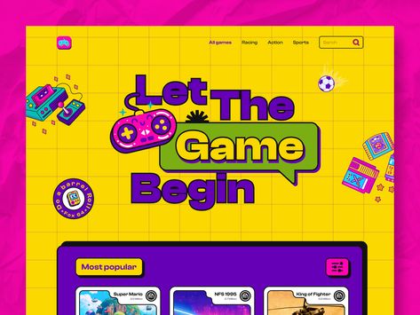 Landing Page Website, Page Layout Design, Game Sites, Ui Design Website, Gaming Banner, Portfolio Website Design, Pixel Design, Game Ui Design, Webpage Design