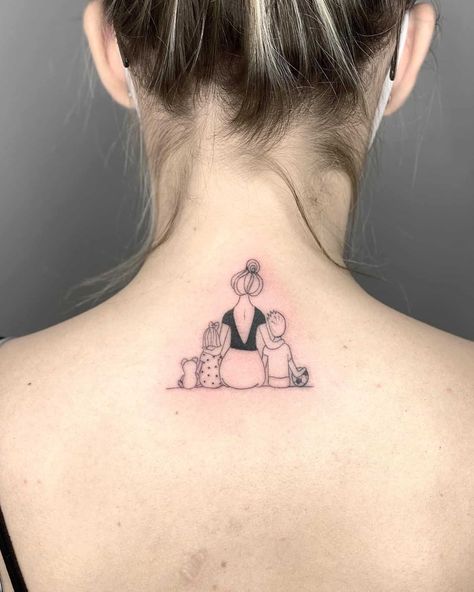 Mom And Children Tattoo, Mother Children Tattoo Ideas, Mother And Children Tattoo, Mother And Child Tattoo, Mother Of Two Tattoo Ideas, Daughters Tattoo, Children Tattoo, Tattoos Mom, Child Tattoo