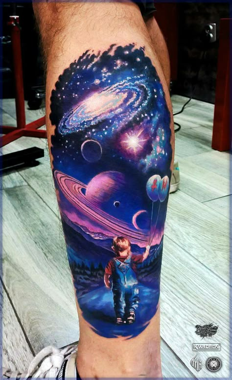 Space tattoo Galaxy Tattoos, Galaxy Tattoo Sleeve, Space Tattoo Sleeve, Tattoo Modern, Space Tattoos, Hyper Realistic Tattoo, Universe Tattoo, Planet Tattoos, Galaxy Tattoo