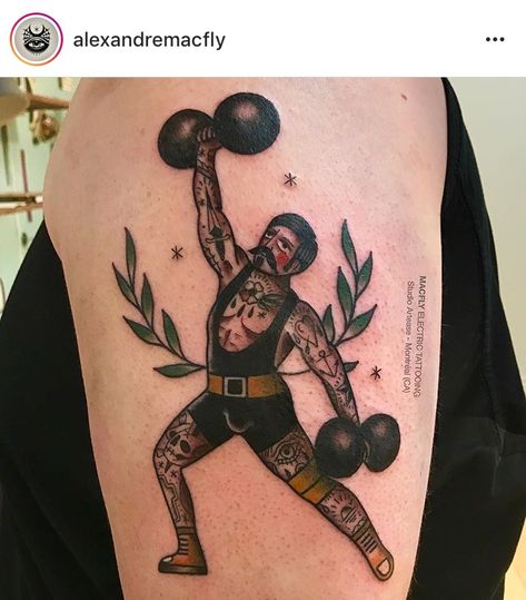 Strongman Tattoo, Circus Man, Tattoo Mistakes, Tattoo Character, Neo Tattoo, Nerd Tattoo, Old School Tattoo Designs, Traditional Ink, R Tattoo