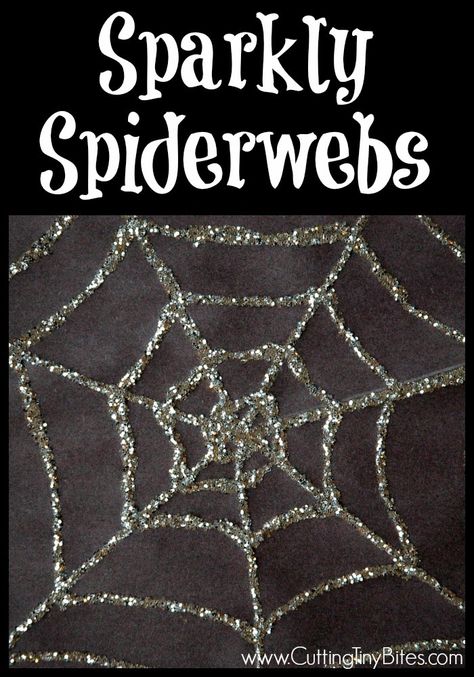 Sparkly Spiderweb Glitter Halloween Craft! Create fun Halloween art with your kids using black construction paper, Elmer's School Glue, and glitter! Preschool Weekly Themes, Easy Halloween Craft, Tiny Bites, Halloween Art Projects, Halloween Class Party, Halloween Crafts Preschool, Halloween Preschool, Bling Crafts, Fall Preschool