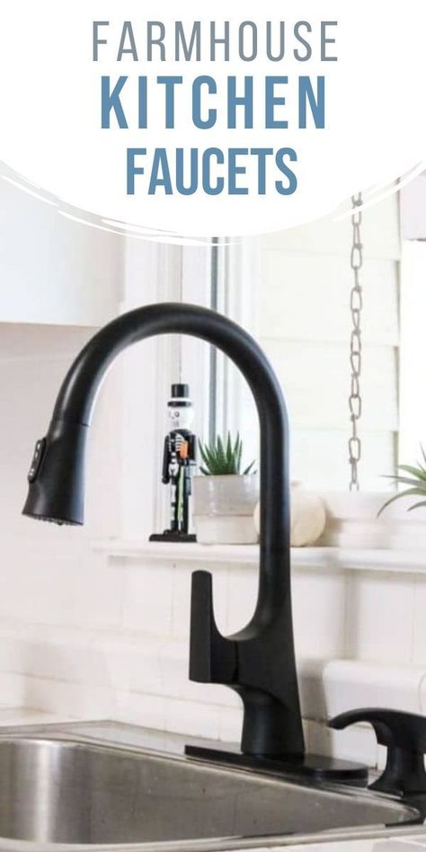 Black Faucet Stainless Sink, Faucets For Farmhouse Sinks, Stainless Steel Sink With Black Faucet, Black Kitchen Faucet With Stainless Sink, Modern Farmhouse Kitchen Faucet, Farmhouse Kitchen Faucet Ideas, Bronze Sink Faucet, Kitchen Faucet Ideas, Barn Sink