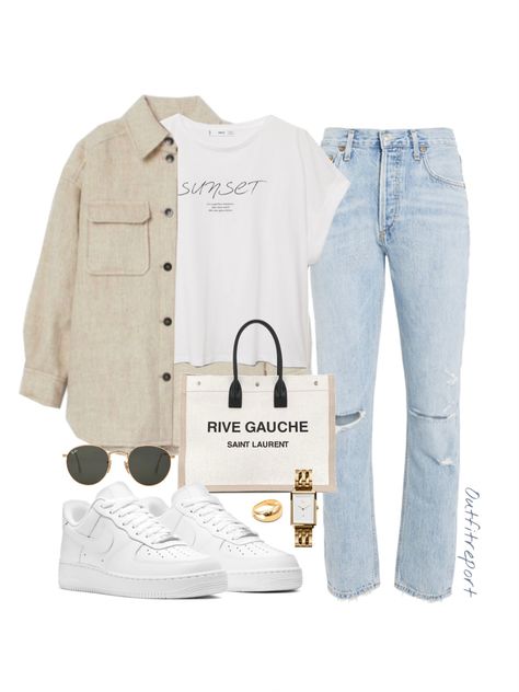 Light Jeans Outfit, Hm Outfits, White Nike Air Force 1, White Nike Air Force, Spring Ootd, Light Wash Denim Jeans, Looks Jeans, Green Iphone, Jeans Claro