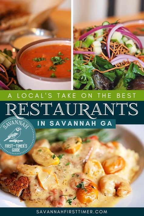 Pinnable graphic with three food photos and text overlay that reads "A Local's Guide to Noteworthy Restaurants in Savannah" Savannah Ga Restaurants, Savannah Georgia Food, Savannah Georgia Restaurants, Savannah Georgia Travel, Southern Style Cooking, Savannah Restaurants, Georgia Food, Best Seafood Restaurant, Food Park