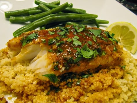 Moroccan Fish Recipe, Kitchen Moroccan, Chermoula Sauce, Moroccan Fish, Moroccan Couscous, Couscous Recipes, Healthy Supper, Moroccan Food, Cooking Inspiration