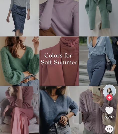 Soft Summer Dark Academia, Soft Summer Color Palette Clothes, Soft Summer Black, Cool Summer Outfits Palette, Dark Summer Color Palette, Soft Cool Medium, Soft Summer Clothes, Soft Summer Aesthetic, Light Summer Outfits