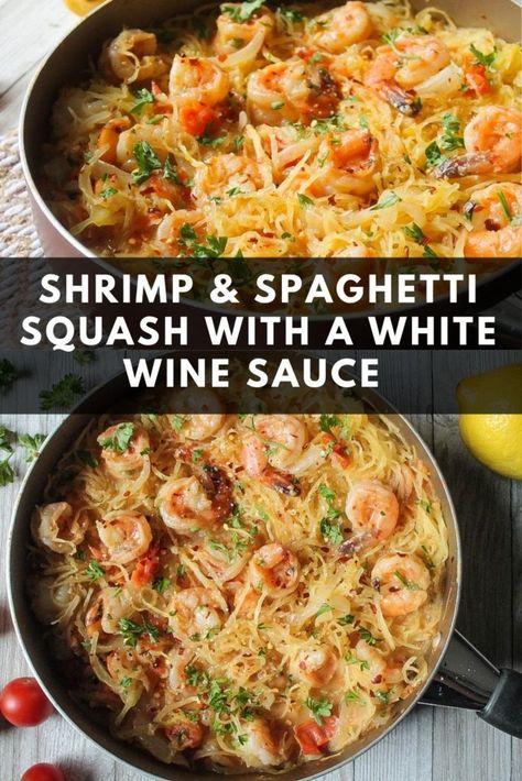 Spaghetti Squash Scampi, Shrimp With Spaghetti Squash, Spaghetti Squash Recipes Shrimp, Creamy Spaghetti Squash With Shrimp, Shrimp Scampi Spaghetti Squash Recipes, Shrimp Scampi Spaghetti Squash, Shrimp And Spaghetti Squash, Shrimp And Spaghetti, Spaghetti Squash Shrimp