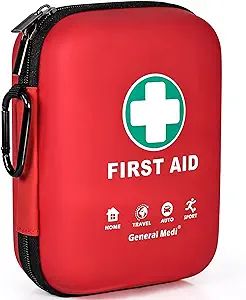 General Medi First Aid Kit - 170 Pieces Hard Case and Lightweight - Great for Travel, Home, Office, Vehicle, Camping, Workplace & Outdoor (Red) Vehicle Camping, Wedding Emergency Kit, Mini First Aid Kit, Emergency Blanket, Road Trip Camping, Travel Home, Bug Out Bag, First Aid Supplies, Aid Kit