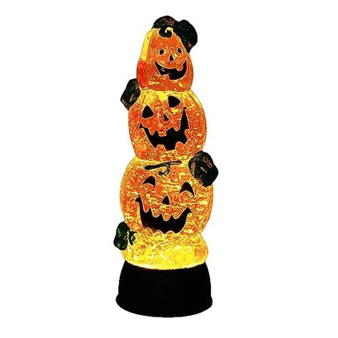 Toiyason Lighted Evil Pumpkin Scary Jack O'Lantern 10.6in Halloween Ornament Table Centerpiece Decoration for Party Festival Events with Bling Spinning Water Pumpkin Scary, Decoration For Party, Evil Pumpkin, Table Centerpiece Decorations, Halloween Centerpiece, Lantern Candle Decor, Pumpkin Jack, Pumpkin Lights, Halloween Displays