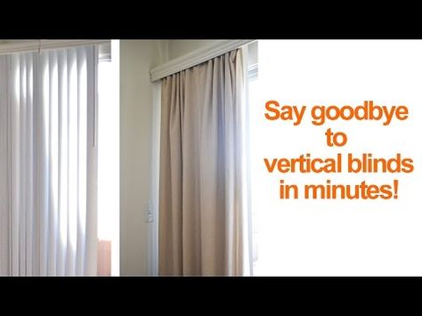 how to replace vertical blinds with curtains in minutes, home decor, how to, window treatments, windows Replace Vertical Blinds With Curtains, Vertical Blinds With Curtains, Replace Vertical Blinds, Blinds With Curtains, Vertical Blinds Makeover, Rental Diy, Apartment Curtains, Trendy Apartment, Diy Blinds