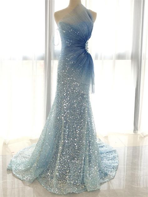 Blue Sequin Prom Dress, Silver Prom Dress, Frozen Elsa Dress, Dress Feminine, Sequin Evening Dress, Cheap Formal Dresses, Sparkly Prom Dresses, Elsa Dress, Dress Muslim