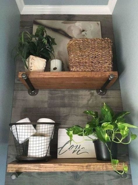 Water Closet Shelving, Master Water Closet, Decorate Water Closet, How To Decorate A Water Closet, Toilet Closet Ideas, Tiny Closet Makeover, Water Closet Bathroom, Water Closet Ideas, Water Closet Makeover