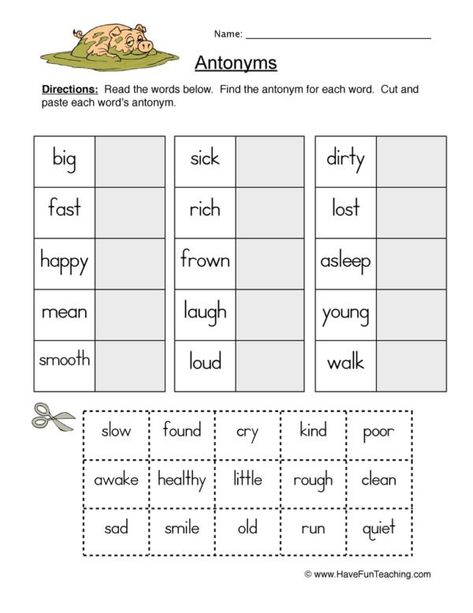 Opposites - Have Fun Teaching Opposites Worksheet, Antonyms Worksheet, Worksheet Kindergarten, Education Games, Opposite Words, Have Fun Teaching, Worksheets For Kindergarten, Kindergarten Worksheets Printable, Synonyms And Antonyms