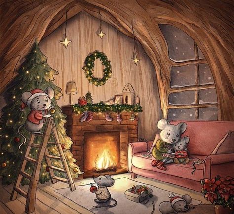 Halloween Facts, Storybook Art, Illustration Noel, About Halloween, Cosy Christmas, Christmas Feeling, Christmas Mouse, Fairytale Art, Christmas Drawing