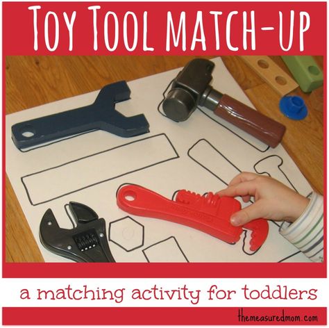 Toy Tool Match-up: A Matching Activity for Toddlers -- the measured mom Preschool Construction, Community Helpers Unit, The Measured Mom, Measured Mom, Tools Theme, Community Helpers Theme, Community Helpers Preschool, Activity For Toddlers, Construction Activities