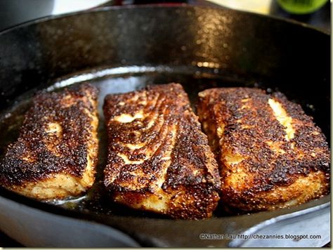 Old Bay Blackened Halibut | House of Annie Blackened Halibut, Blackened Cod, Refried Black Beans, Salmon Spices, Halibut Recipes, Cast Iron Skillet Recipes, Cast Iron Recipes, Pan Seared Salmon, Old Bay