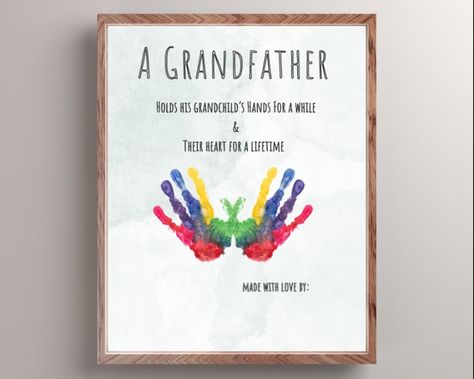 Grandpa Handprint Art Personalized Gift for Him Handprint Craft for Babies, Toddlers & Kids Christmas Gift for Grandpa - Etsy Grandpa Birthday Handprint Art, Grandpa Crafts For Toddlers, Grandpa Handprint Art, Craft For Babies, Hand Printed Shirt, Handprint Keepsake, Toddler Painting, Handprint Gifts, Diy Gifts For Dad