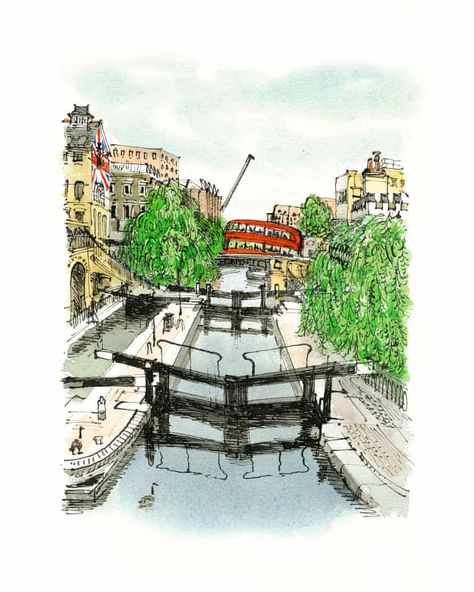 Gentleman Illustration, David Gentleman, Camden Lock, Song Of The Sea, Design Books, The Gentleman, City Illustration, English Artists, Royal College Of Art