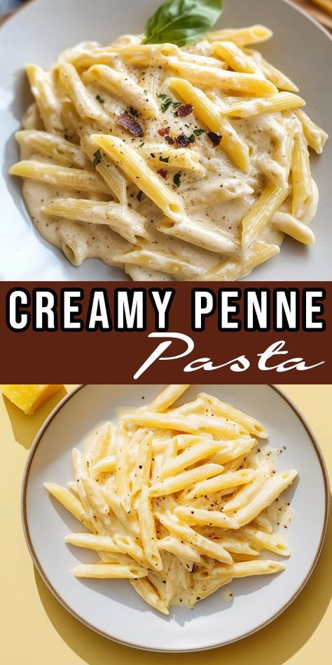 Dinner is served! 🍝🧄 This Creamy Penne Pasta is a dream come true for pasta lovers. Rich, creamy sauce, tender penne, and a sprinkle of herbs make it the ultimate comfort food. Ready in under 30 minutes! 🕒🍽️ #PastaLovers #CreamyPasta #WeeknightDinner Hot Pasta Dishes Easy Dinners, Creamy Herb Pasta, Easy One Pan Pasta Recipes, Penny Pasta Recipes, One Person Pasta Recipes, Creamy Penne Pasta Recipes, Penne Pasta Salad Recipes, Pasta Sides Dishes, Butter Pasta Recipes