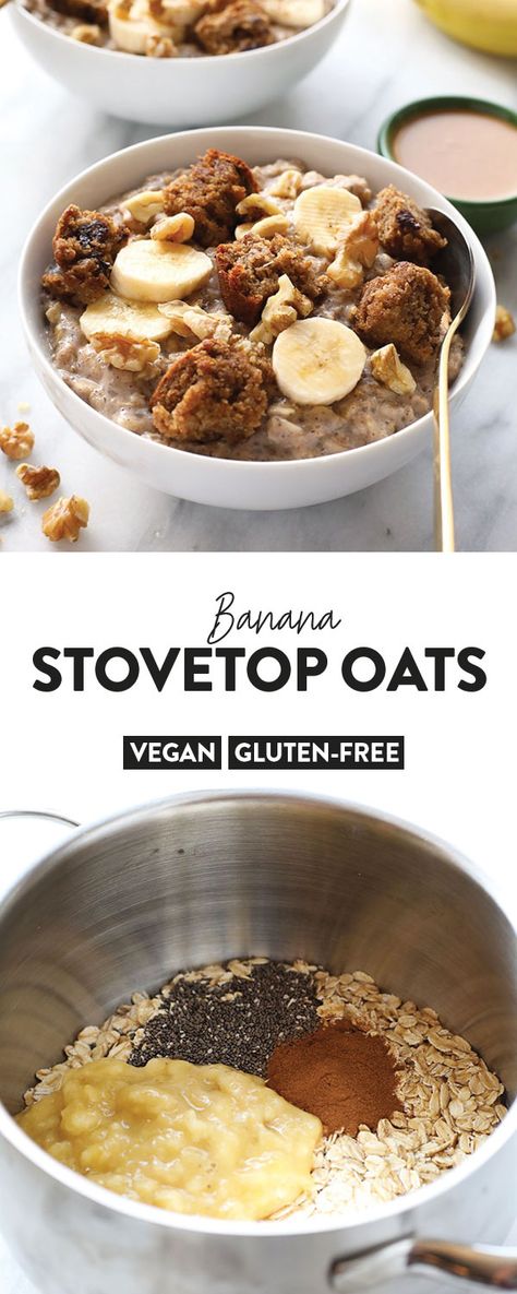 Low Calorie Oats, Stovetop Oatmeal, Chia Seed Oatmeal, Rolled Oats Recipe, Banana Oatmeal Recipe, Oats Recipes Breakfast, Banana Diet, Healthy Foods To Make, Healthy Oatmeal Recipes